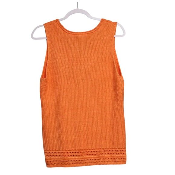 Soft Surroundings Sleeveless Sweater Large Pastel Orange Crochet Knit Boho Beach - Picture 8 of 11